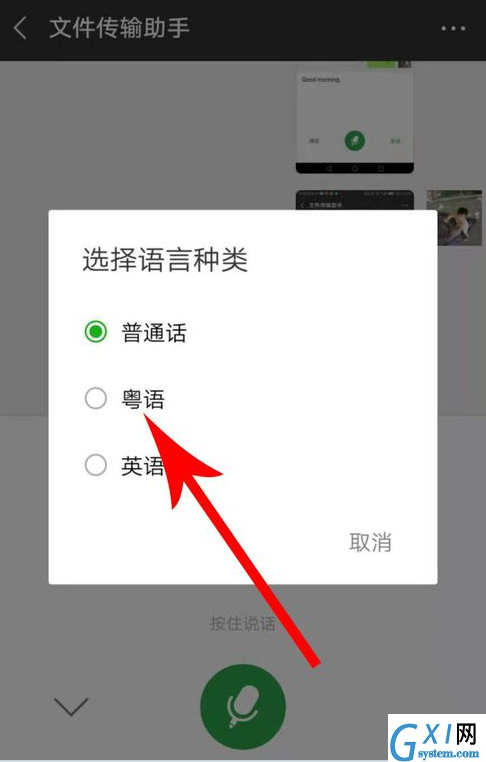 微信APP把语音切换粤语的操作过程截图