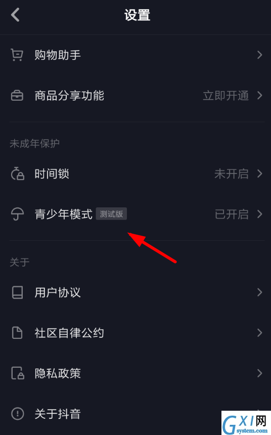 抖音APP取消青少年模式的图文操作截图