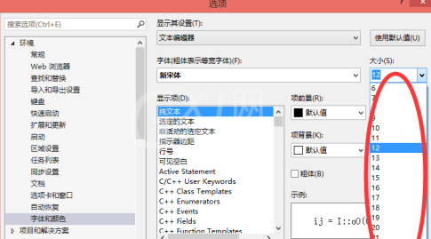 如何设置Microsoft Visual Studio的字体大小？Microsoft Visual Studio设置字体大小的方法截图