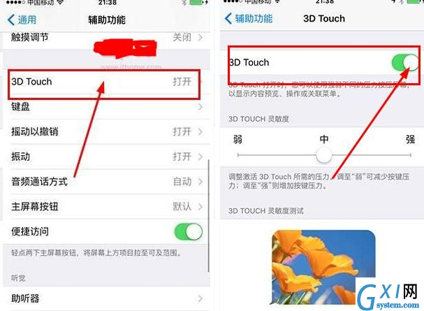 苹果手机将3D Touch关掉的操作流程截图