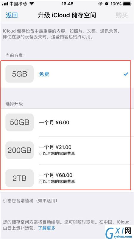 iphonexs购买内存的详细操作截图