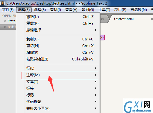 sublime代码添加注释的图文讲解截图