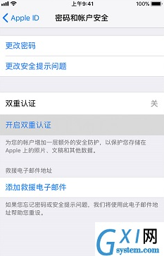 在iphonex中开启双重认证的详细步骤截图