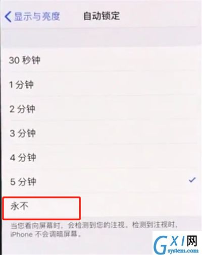 iphonexs中设置手机屏幕常亮的操作步骤截图