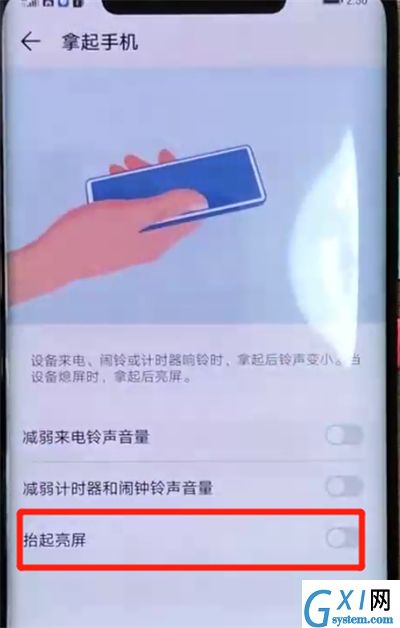 华为mate20pro中设置抬起亮屏的操作教程截图