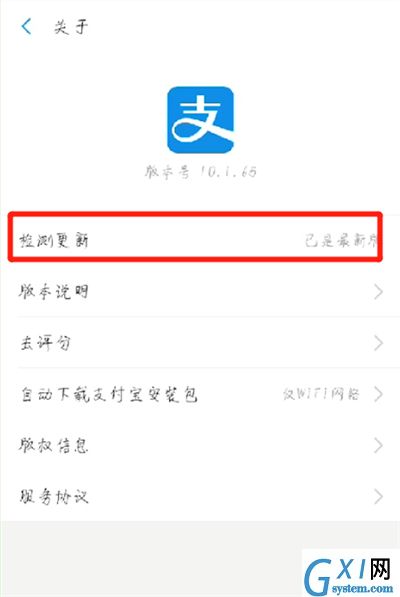 支付宝中进行升级的简单操作教程截图