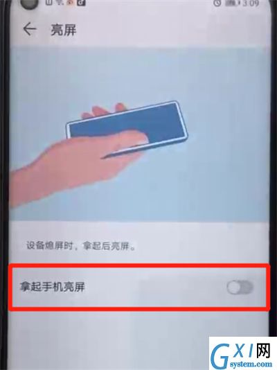 荣耀20pro中设置抬起亮屏的操作步骤截图