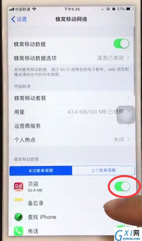 iphone6中禁止app使用移动网络的简单步骤截图